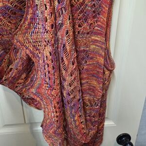 Krazy Kat Women's Medium Open Front Cardigan Sleeveless Irregular Hem Boho